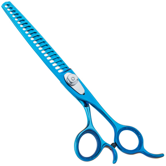 Geib Kiss Silver Blue Chunker 7.5in – Single-Sided Thinning Scissors, 21 Teeth, Blue Finish