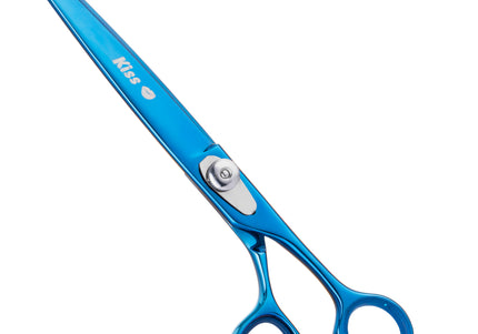 Geib Kiss Silver Blue Straight Scissors – 9.5" Micro-Bevel Edge, High-Quality Blue Finish