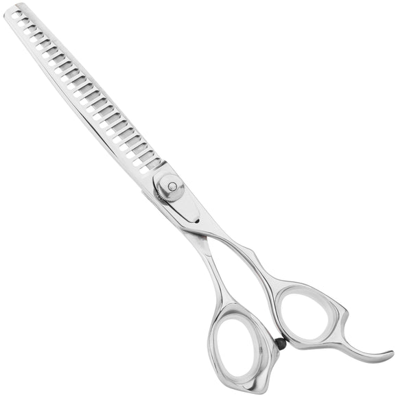 Geib Kiss Silver Pink Chunker 7.5in – Straight Single-Sided Thinning Scissors, 21 Teeth