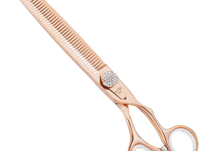 Geib Crystal Gold Shark Tooth Blender 8.0" – Single-Sided Gold Thinning Shears, 50 Teeth, Smooth Blending