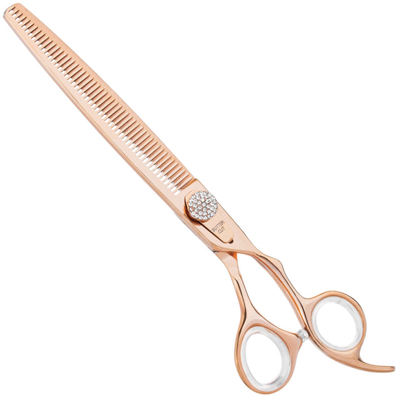 Geib Crystal Gold Shark Tooth Blender 8.0" – Single-Sided Gold Thinning Shears, 50 Teeth, Smooth Blending