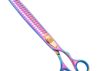Geib Gold Rainbow Kiss Chunker 8.5" – High-Quality Thinning Scissors, 26 Teeth, Rainbow Finish