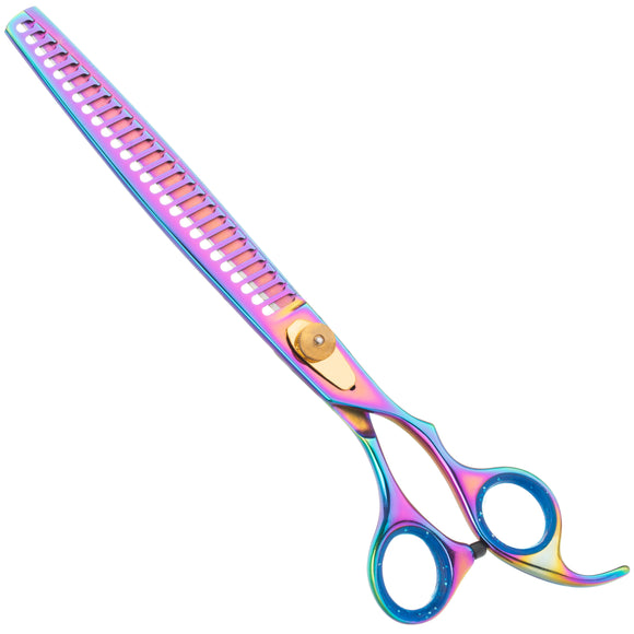 Geib Gold Rainbow Kiss Chunker 8.5" – High-Quality Thinning Scissors, 26 Teeth, Rainbow Finish