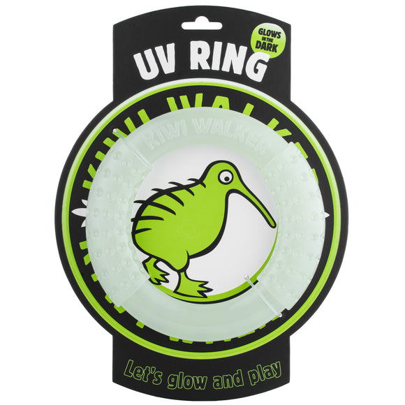 Kiwi Walker Let's Play and Glow UV Ring – Mini Glow-in-the-Dark Dog Toy, Lightweight Design