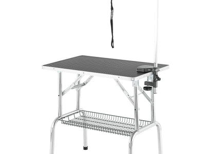 Blovi Trimming Table 81x52cm – Black, Adjustable Arm and Storage Basket, Stable Design