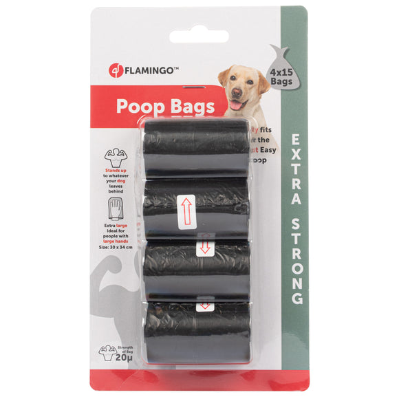 Flamingo Skep Extra Strong Poop Bags – Large, Tear-Resistant, 60 Count Pack