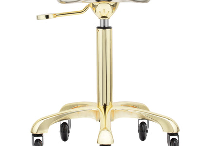 Gabbiano Fine Gold Roll Speed Grooming Stool – Contoured Leather Seat, Smooth Rolling Wheels