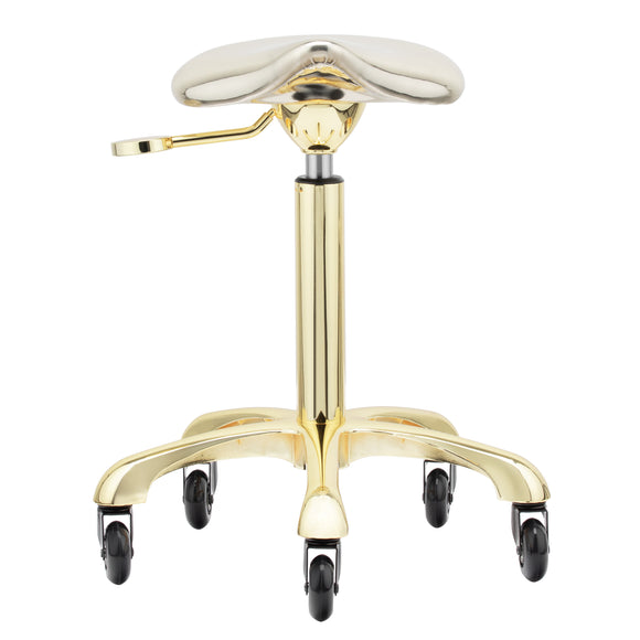 Gabbiano Fine Gold Roll Speed Grooming Stool – Contoured Leather Seat, Smooth Rolling Wheels