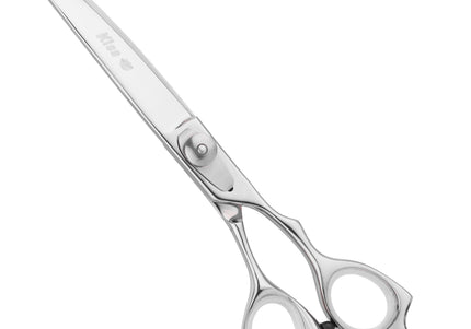 Geib Kiss Silver Pink Curved Scissors – 7.5in Micro-Bevel Blade, Premium Silver Finish