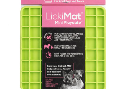 LickiMat Mini Classic Playdate Licking Mat – Soft Green Checkered Design, Small Size