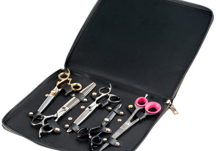 Groom Professional Black Scissor Case – Large Storage for 5 Grooming Scissors, Durable Design