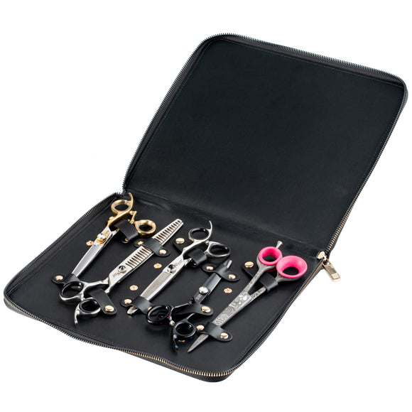 Groom Professional Black Scissor Case – Large Storage for 5 Grooming Scissors, Durable Design
