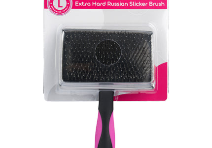 Blovi Extra Hard Russian Terrier Slicker Brush – Long Pin Design, Modeled on Russian Currycomb