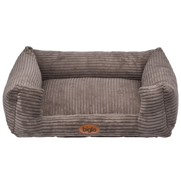 Biglo Odi Mocca Corduroy Pet Bed – Large, Grey-Brown, Soft and Durable Design