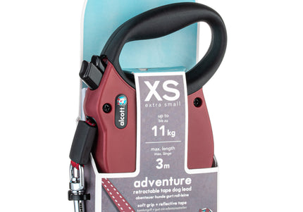 Alcott Adventure Retractable Leash Red – Reflective Medium Retractable Lead with Comfort Grip