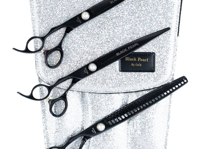 Geib Black Pearl Lefty Scissors Set – 8.5" Japanese Cobalt Steel, 3 Piece Professional Kit