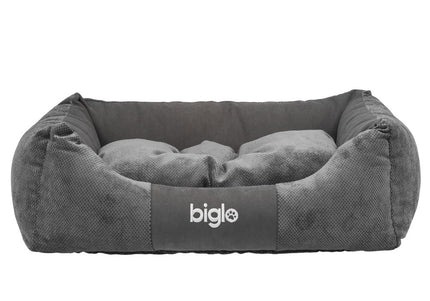 Biglo Gordon Gray Elegant Dog Bed – High-Quality Embossed Fabric, Medium Size