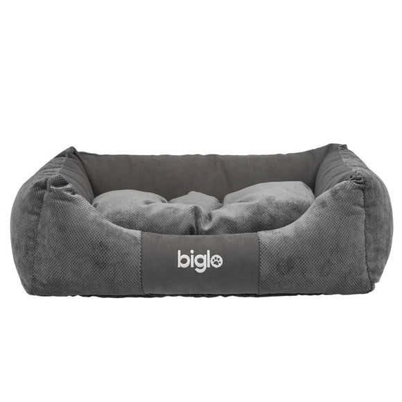 Biglo Gordon Gray Elegant Dog Bed – High-Quality Embossed Fabric, Medium Size