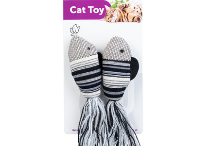 Flamingo Cat Pirin Fish Toys – Stylish Plush Fish with Yarn Tails and Catnip, 2 Pack
