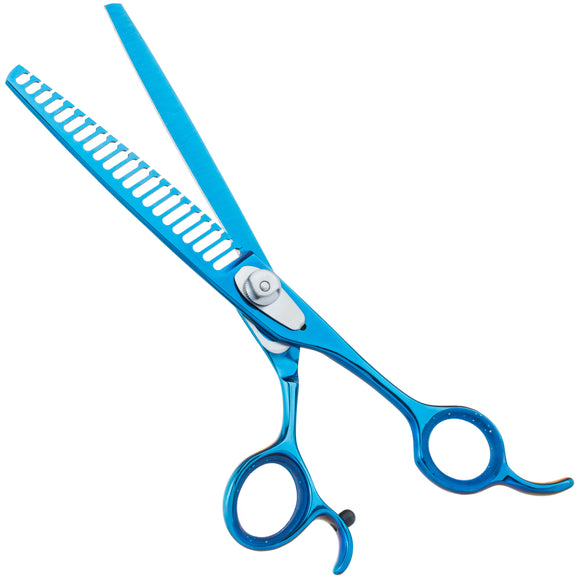 Geib Kiss Silver Blue Chunker 7.5in – Single-Sided Thinning Scissors, 21 Teeth, Blue Finish