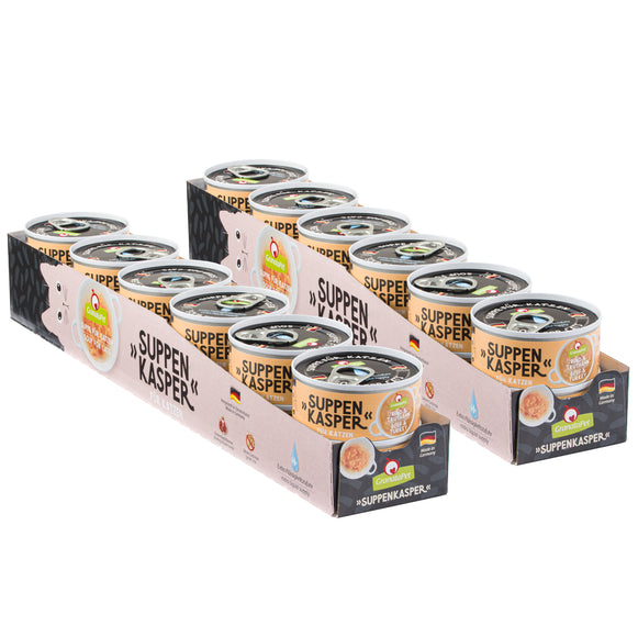 GranataPet Suppenkasper Cat Soup – Beef and Turkey Recipe, 24 x 70g Pouches