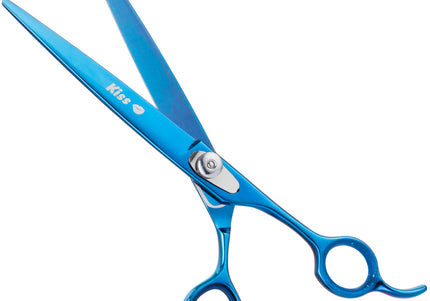 Geib Kiss Silver Blue Straight Scissors – 9.5" Micro-Bevel Edge, High-Quality Blue Finish