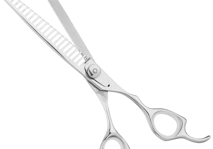 Geib Kiss Silver Pink Chunker 7.5in – Straight Single-Sided Thinning Scissors, 21 Teeth