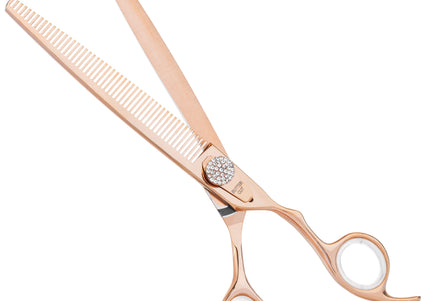 Geib Crystal Gold Shark Tooth Blender 8.0" – Single-Sided Gold Thinning Shears, 50 Teeth, Smooth Blending