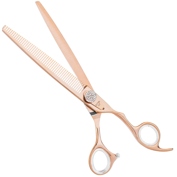 Geib Crystal Gold Shark Tooth Blender 8.0" – Single-Sided Gold Thinning Shears, 50 Teeth, Smooth Blending