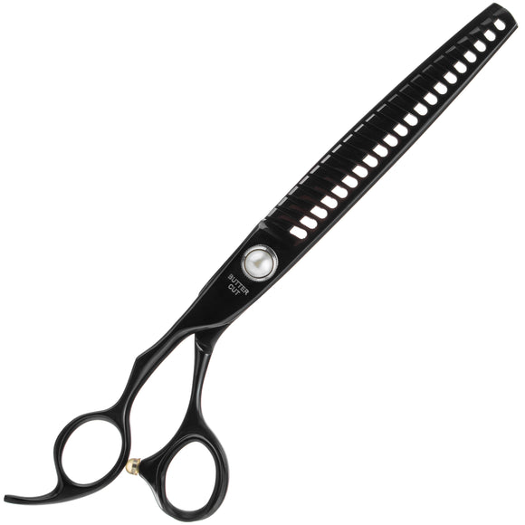 Geib Black Pearl Lefty Chunker 7.5" – Single-Sided Thinning Shears, 21 Notches, Ergonomic Design