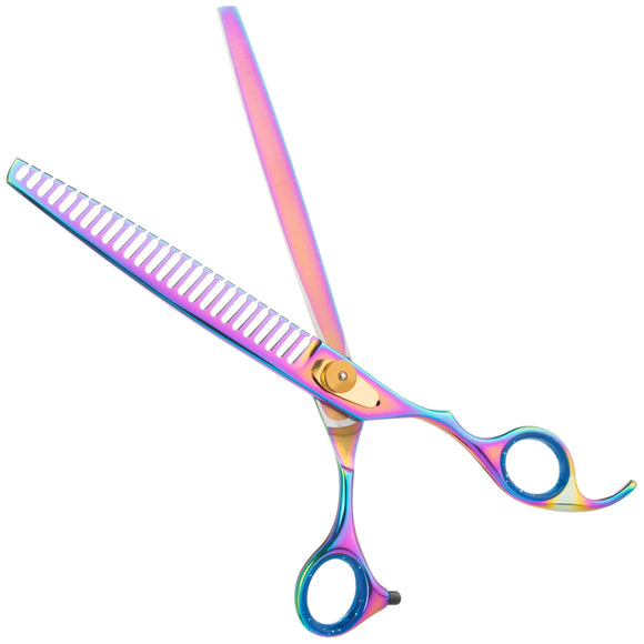 Geib Gold Rainbow Kiss Chunker 8.5" – High-Quality Thinning Scissors, 26 Teeth, Rainbow Finish