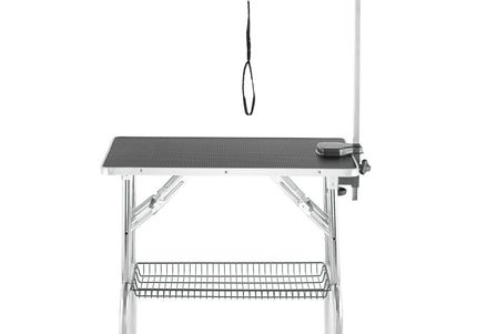 Blovi Trimming Table 81x52cm – Black, Adjustable Arm and Storage Basket, Stable Design