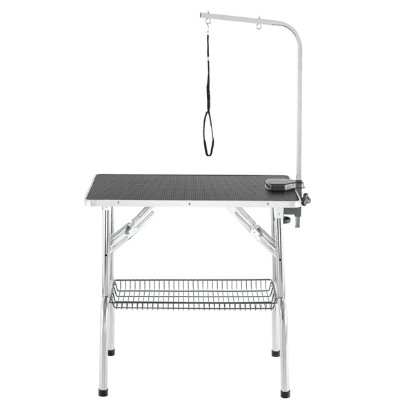 Blovi Trimming Table 81x52cm – Black, Adjustable Arm and Storage Basket, Stable Design