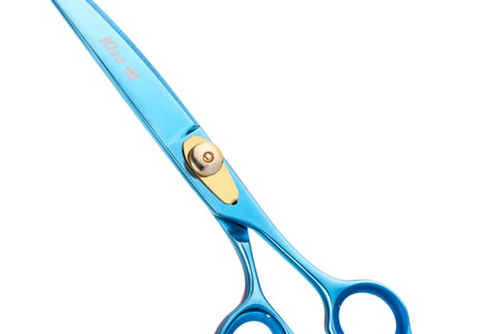 Geib Kiss Gold Blue Curved Scissors – 7.5in Micro-Bevel Edge, Premium Blue Finish