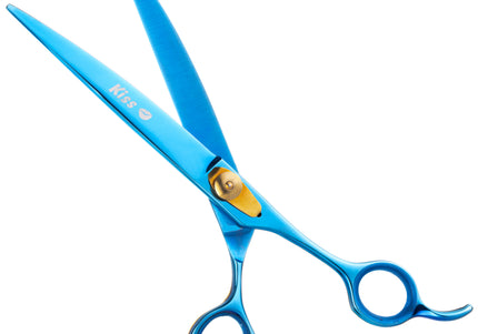 Geib Kiss Gold Blue Curved Scissors – 7.5in Micro-Bevel Edge, Premium Blue Finish