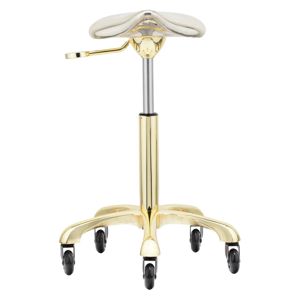 Gabbiano Fine Gold Roll Speed Grooming Stool – Contoured Leather Seat, Smooth Rolling Wheels