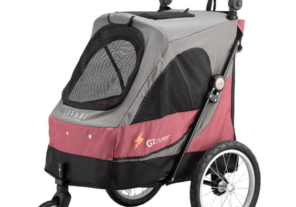 Show Tech Petstro 3-Wheel Buggy – Grey and Pink Stroller, Lightweight, Supports Up to 30kg