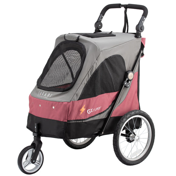 Show Tech Petstro 3-Wheel Buggy – Grey and Pink Stroller, Lightweight, Supports Up to 30kg