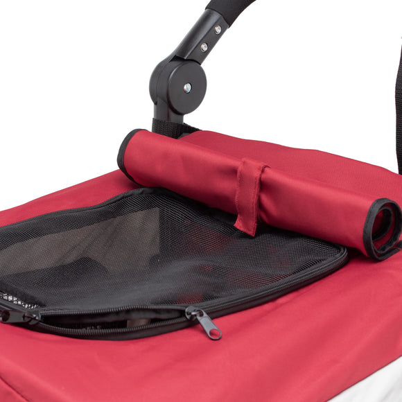 Show Tech Petstro Large 3-Wheel Buggy – Sturdy Red and Grey Stroller, Up to 45kg Capacity