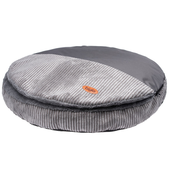 Biglo Cleo Corduroy Dog Bed with Removable Cover, Medium Size, Grey