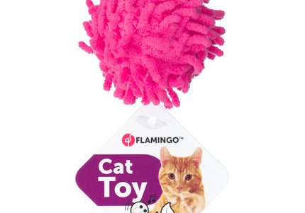 Flamingo Cat Dax Ball 4cm – Soft Mop Ball with Rattle, Catnip Infused, Quiet Play