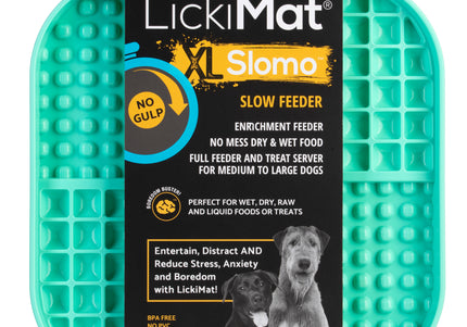 LickiMat Slomo XL Black Licking Mat – Hard Textured Design, Engaging Slow Feeder for Medium and Large Breeds