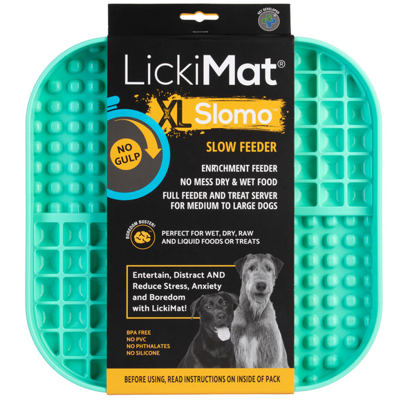 LickiMat Slomo XL Black Licking Mat – Hard Textured Design, Engaging Slow Feeder for Medium and Large Breeds
