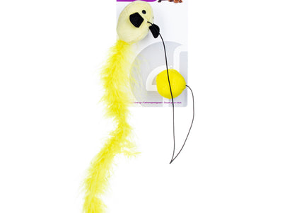 Flamingo Cat Mouse Ball Toy – Fuchsia, 35cm, Feather Boa Tail, Rustling Sound