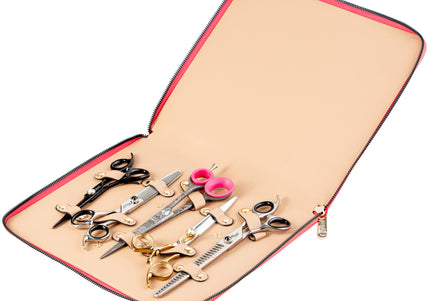 Groom Professional Pink Scissor Case – Large Durable Storage for 5 Grooming Scissors, Pink