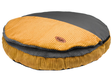 Biglo Cleo Honey Corduroy Dog Bed with Removable Cover, Honey-Gray, Medium