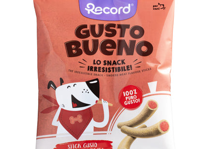 Record Gusto Bueno Smoked Meat Flavor Sticks 50g – Tasty Chewy Treats, Premium Snack Quality