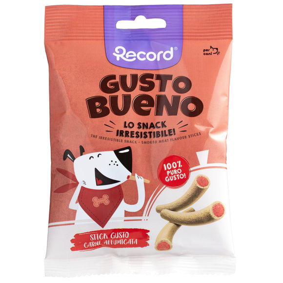 Record Gusto Bueno Smoked Meat Flavor Sticks 50g – Tasty Chewy Treats, Premium Snack Quality