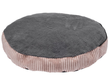 Biglo Cleo Pink Corduroy Dog Bed – XL Size, Removable Cover, Pink and Gray