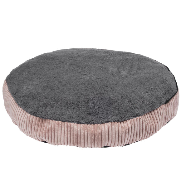 Biglo Cleo Pink Corduroy Dog Bed – XL Size, Removable Cover, Pink and Gray